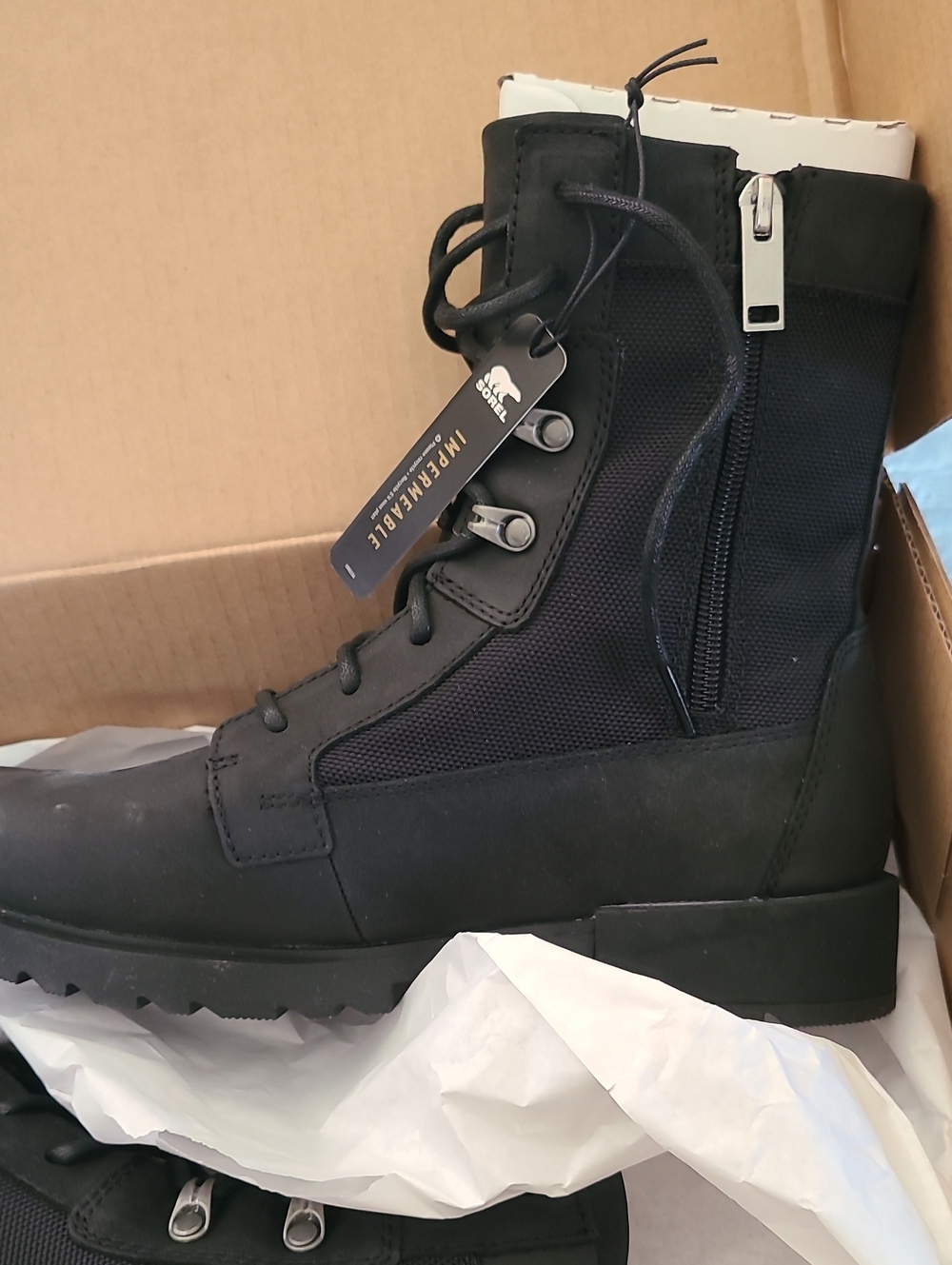 Sorel Women's Black Lace-Up Zipper Tactical Boot
